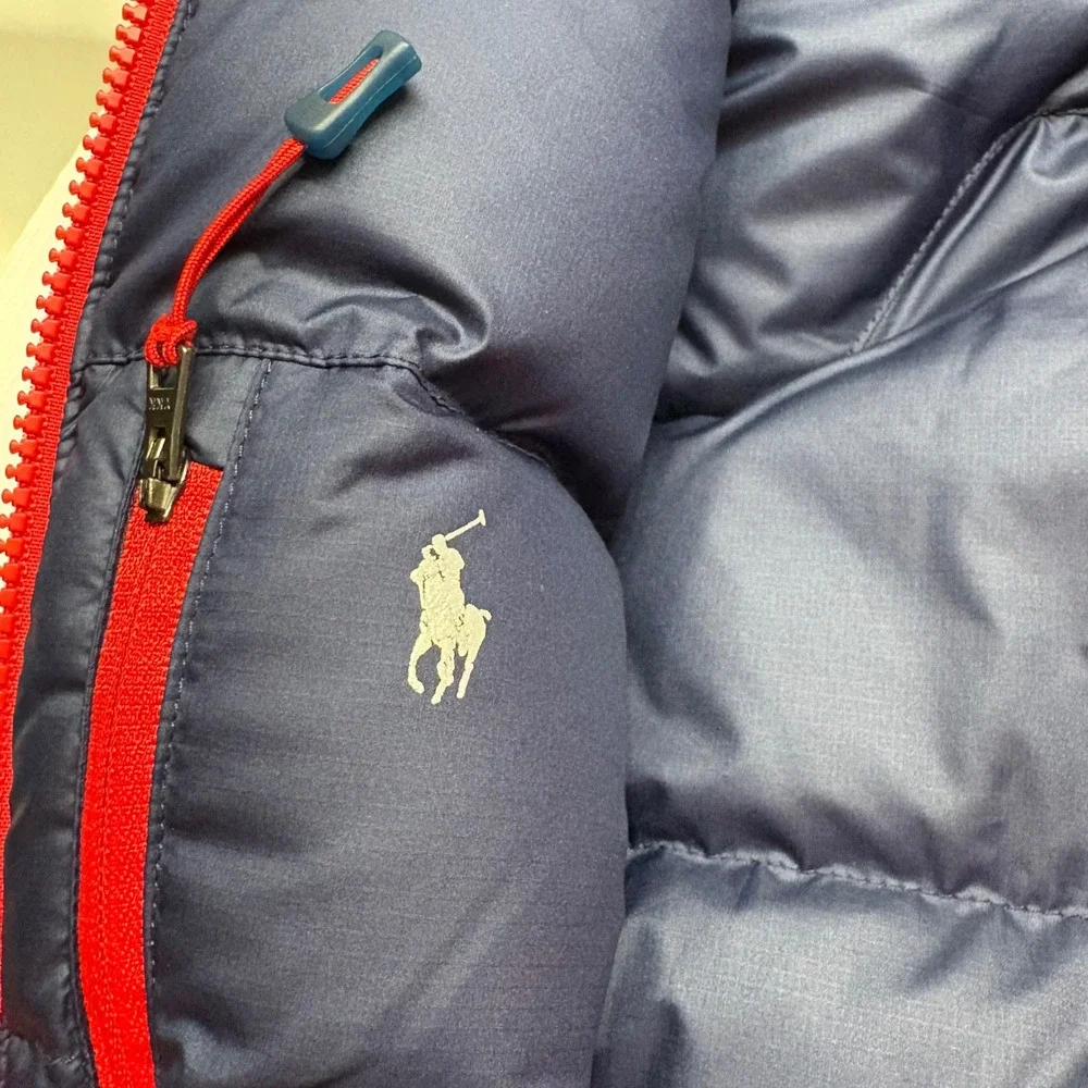 Polo Ralph Lauren Puffer Vest Kids 8 Red Navy Reversible Down Quilted Vest NEW